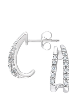 Mogul 9ct White Gold Diamond Huggie Earrings - view 2, White