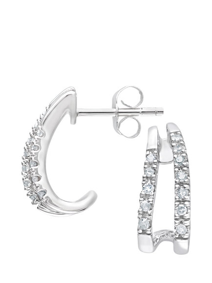 Mogul 9ct White Gold Diamond Huggie Earrings - view 2, White