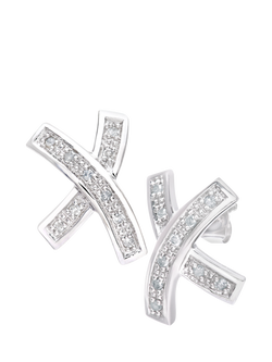 Mogul 9ct White Gold Kiss Pavé Diamond Earrings, White