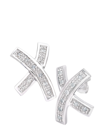 Mogul 9ct White Gold Kiss Pavé Diamond Earrings, White