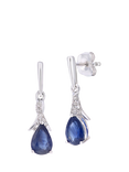 Mogul 9ct White Gold Sapphire and Diamond Drop Earrings