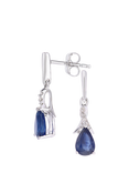 Mogul 9ct White Gold Sapphire and Diamond Drop Earrings
