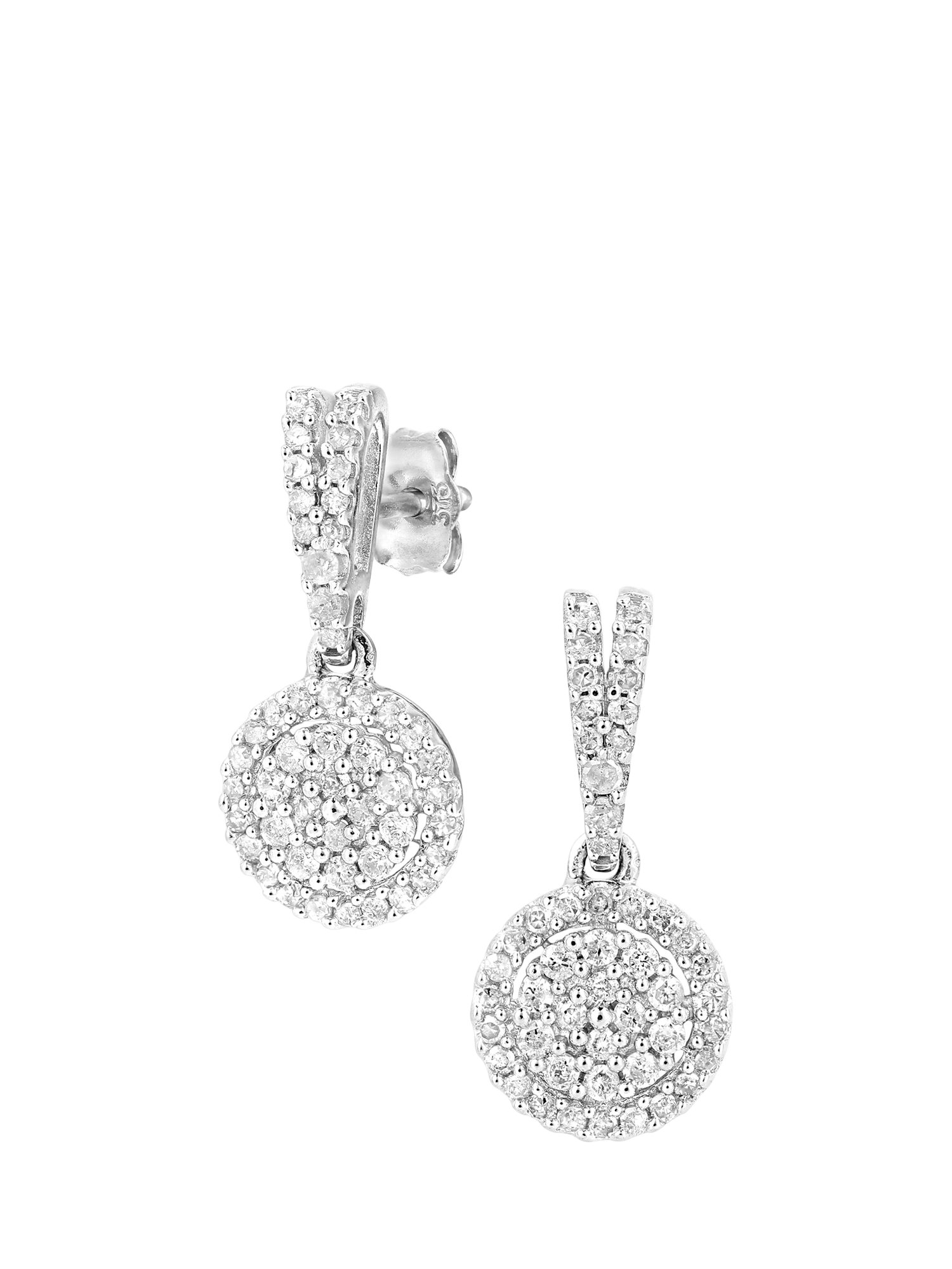 Product image 1 of 4, which shows Mogul 9ct White Gold Diamond Halo Drop Earrings