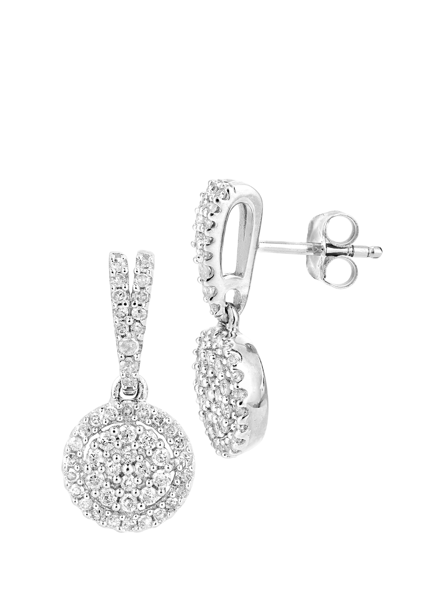 Product image 2 of 4, which shows Mogul 9ct White Gold Diamond Halo Drop Earrings