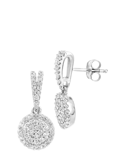 Mogul 9ct White Gold Diamond Halo Drop Earrings - view 2, White