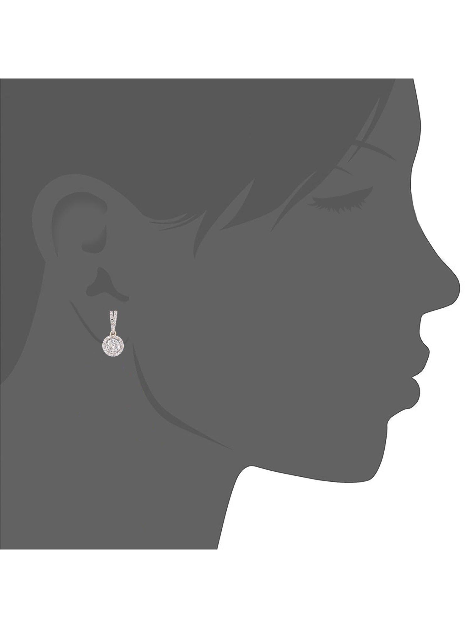 Product image 3 of 4, which shows Mogul 9ct White Gold Diamond Halo Drop Earrings