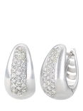 Mogul 9ct White Gold Curved Diamond Huggie Earrings
