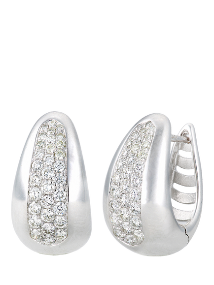 Mogul 9ct White Gold Curved Diamond Huggie Earrings, White
