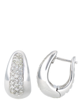Mogul 9ct White Gold Curved Diamond Huggie Earrings