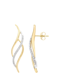 Mogul 9ct Yellow and White Gold Diamond Drop Earrings - view 2, White