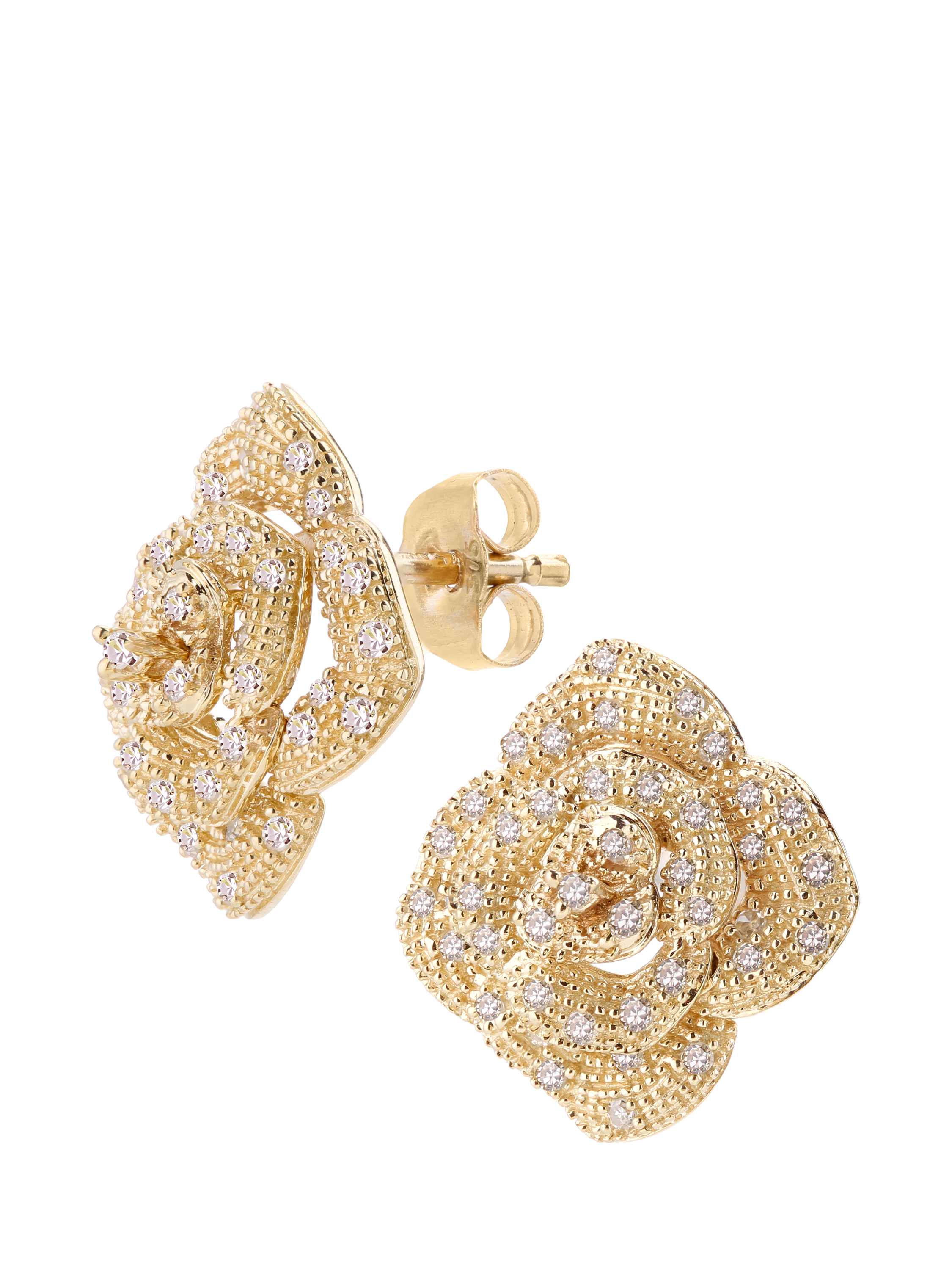 Product image 2 of 4, which shows Mogul 9ct Yellow Gold Flower Stud Earrings