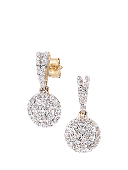 Mogul 9ct Yellow Gold Diamond Drop Earrings, Gold
