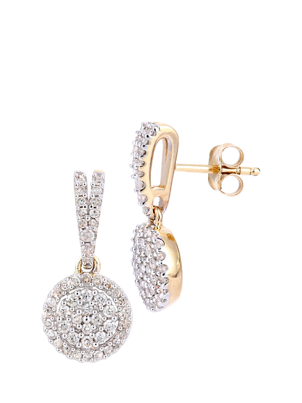 Mogul 9ct Yellow Gold Diamond Drop Earrings - view 2, Gold