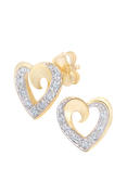 Mogul 9ct Yellow Gold Diamond Heart Pendant and Stud Earring Set
