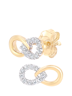 Mogul 9ct Yellow Gold and Diamond Infinity Loop Pendant and Stud Earring Set - view 2, Gold