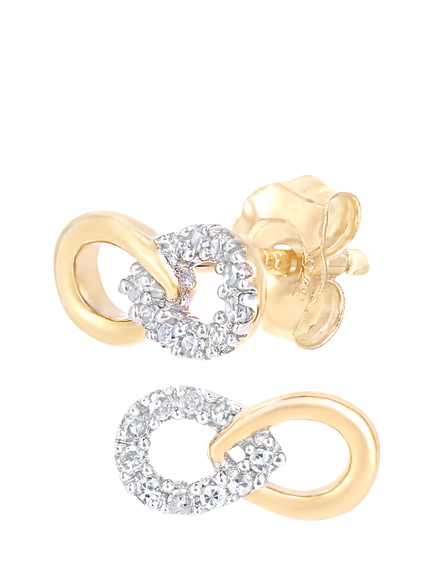 Mogul 9ct Yellow Gold and Diamond Infinity Loop Pendant and Stud Earring Set - view 2, Gold
