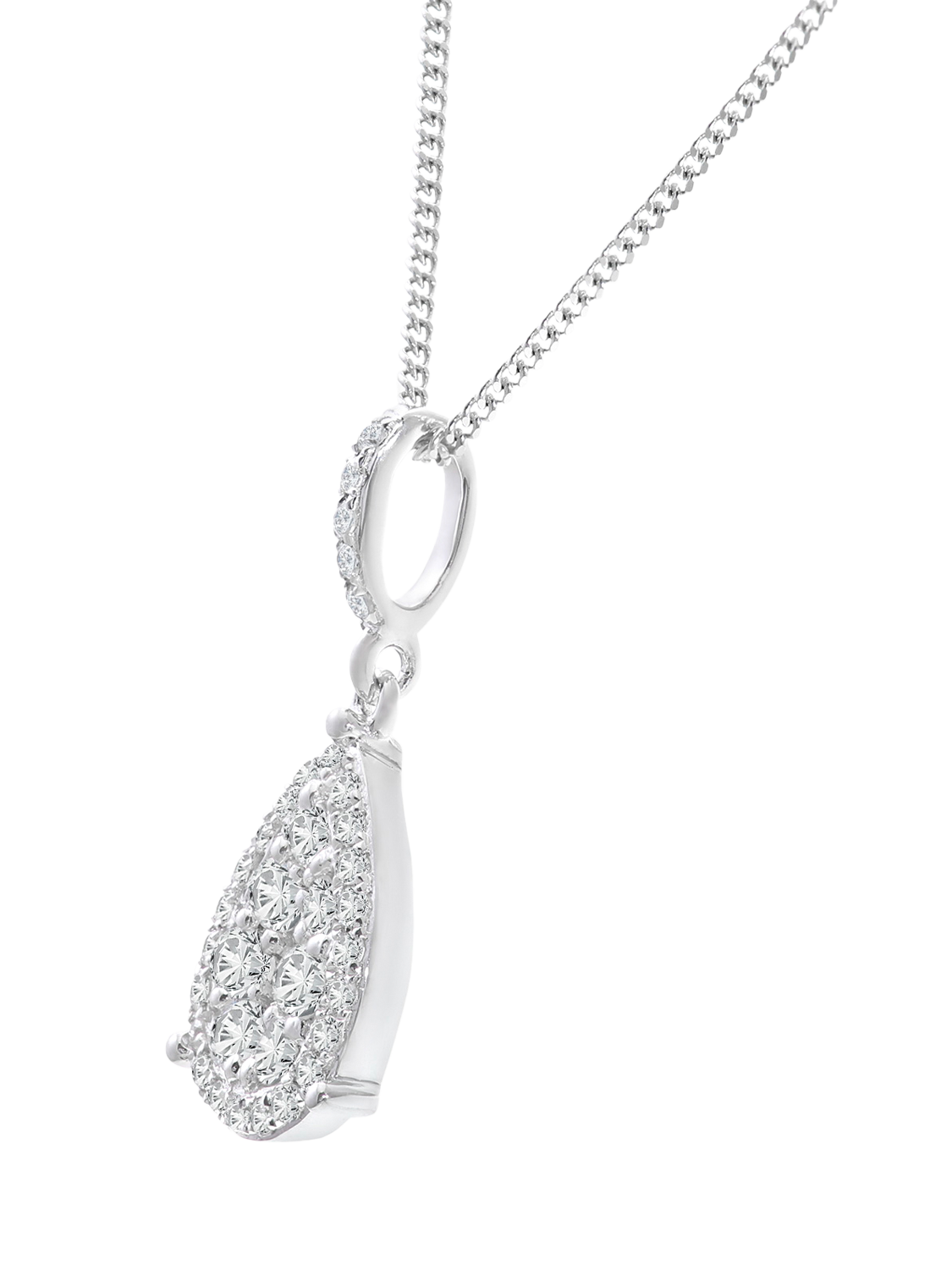 Product image 2 of 4, which shows Mogul 18ct White Gold Diamond Cluster Pendant Necklace