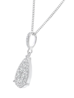 Mogul 18ct White Gold Diamond Cluster Pendant Necklace - view 2, White