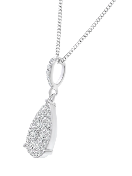 Mogul 18ct White Gold Diamond Cluster Pendant Necklace - view 2, White
