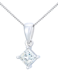 Mogul 18ct White Gold Princess Cut Diamond Solitaire Pendant Necklace. 0.75ct
