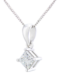Mogul 18ct White Gold Princess Cut Diamond Solitaire Pendant Necklace. 0.75ct