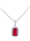 Mogul 18ct White Gold Octagon Ruby and Diamond Pendant