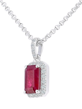 Mogul 18ct White Gold Octagon Ruby and Diamond Pendant