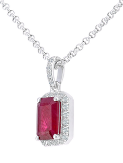 Mogul 18ct White Gold Octagon Ruby and Diamond Pendant - view 2, Red