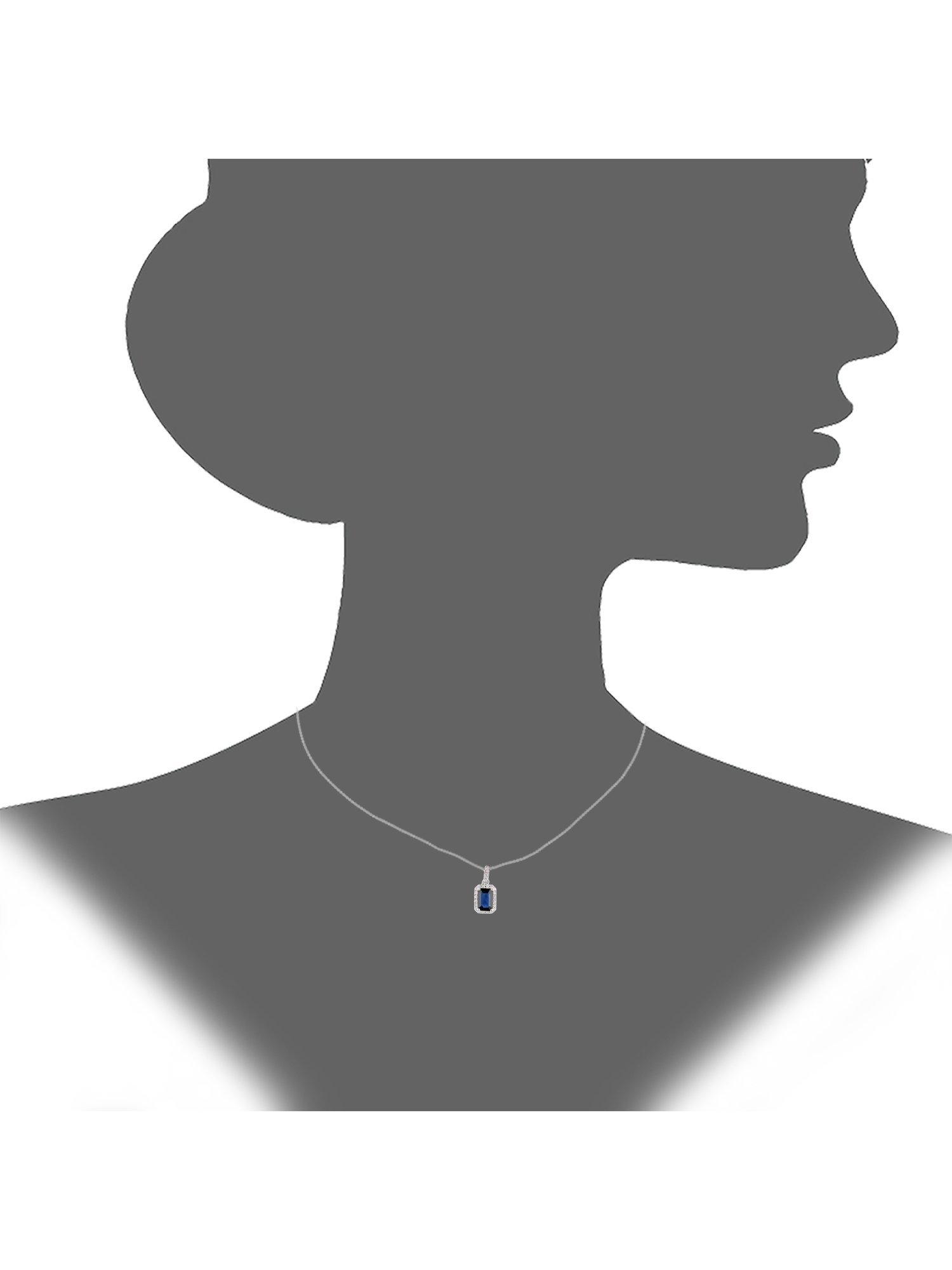 Product image 3 of 4, which shows Mogul 18ct White Gold Octagon Cut Sapphire and Diamond Pendant Necklace