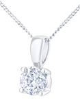 Mogul 18ct White Gold Brilliant Cut Diamond Cut Solitaire Pendant Necklace