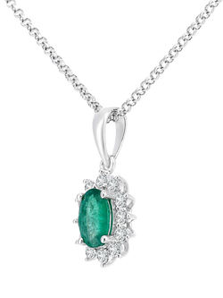 Mogul 18ct White Gold Oval Emerald and Diamond Pendant - view 2, Green