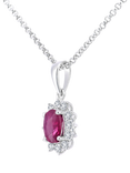 Mogul 18ct White Gold Oval Cut Ruby and Diamond Pendant Necklace