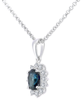 Mogul 18ct White Gold Oval Cut Sapphire and Diamond Pendant Necklace