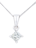 Mogul 18ct White Gold Princess Cut Diamond Solitaire Pendant Necklace, 0.33ct