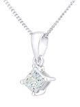 Mogul 18ct White Gold Princess Cut Diamond Solitaire Pendant Necklace, 0.33ct