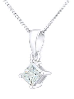 Mogul 18ct White Gold Princess Cut Diamond Solitaire Pendant Necklace, 0.33ct - view 2, White