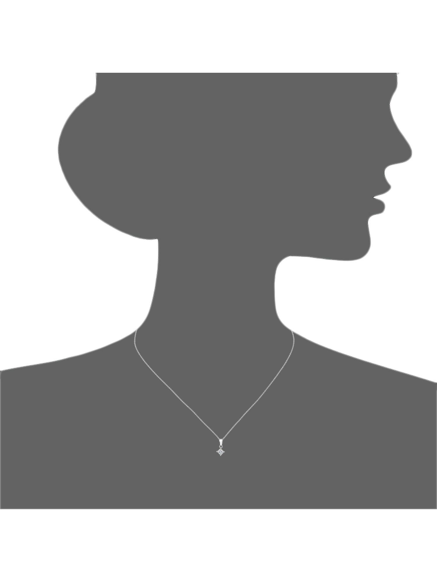 Product image 3 of 4, which shows Mogul 18ct White Gold Princess Cut Diamond Solitaire Pendant Necklace, 0.33ct