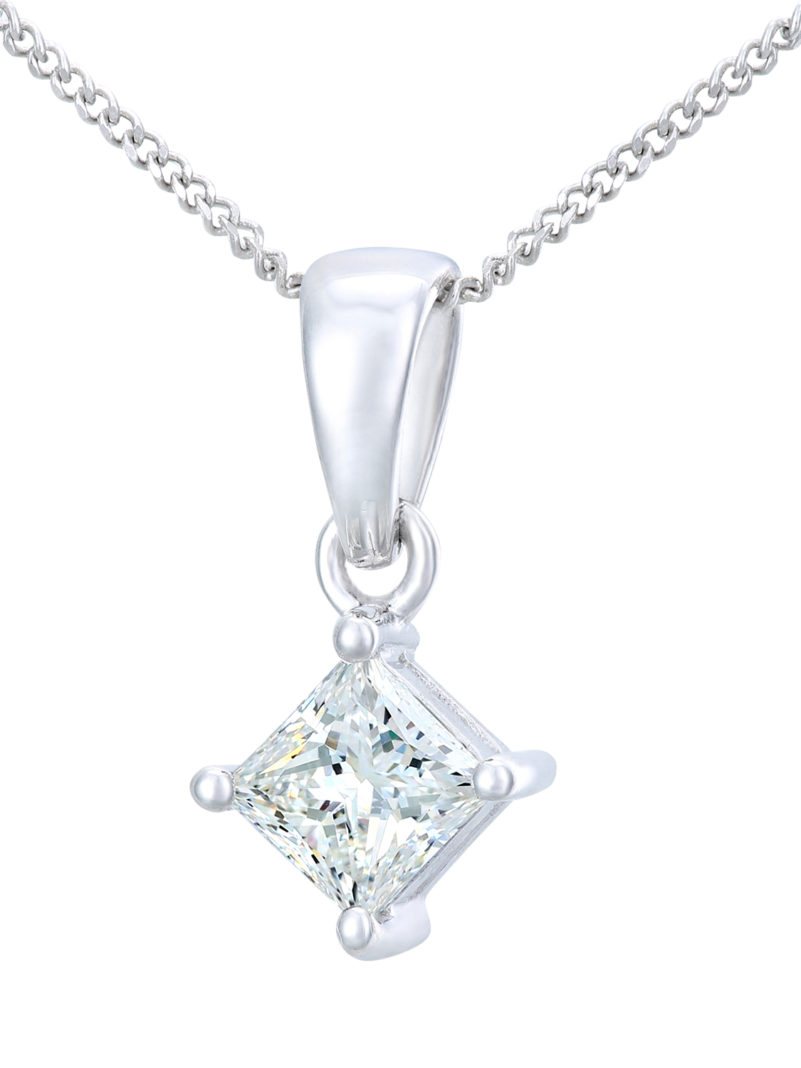 Product image 1 of 4, which shows Mogul 18ct White Gold Princess Solitaire Diamond Pendant