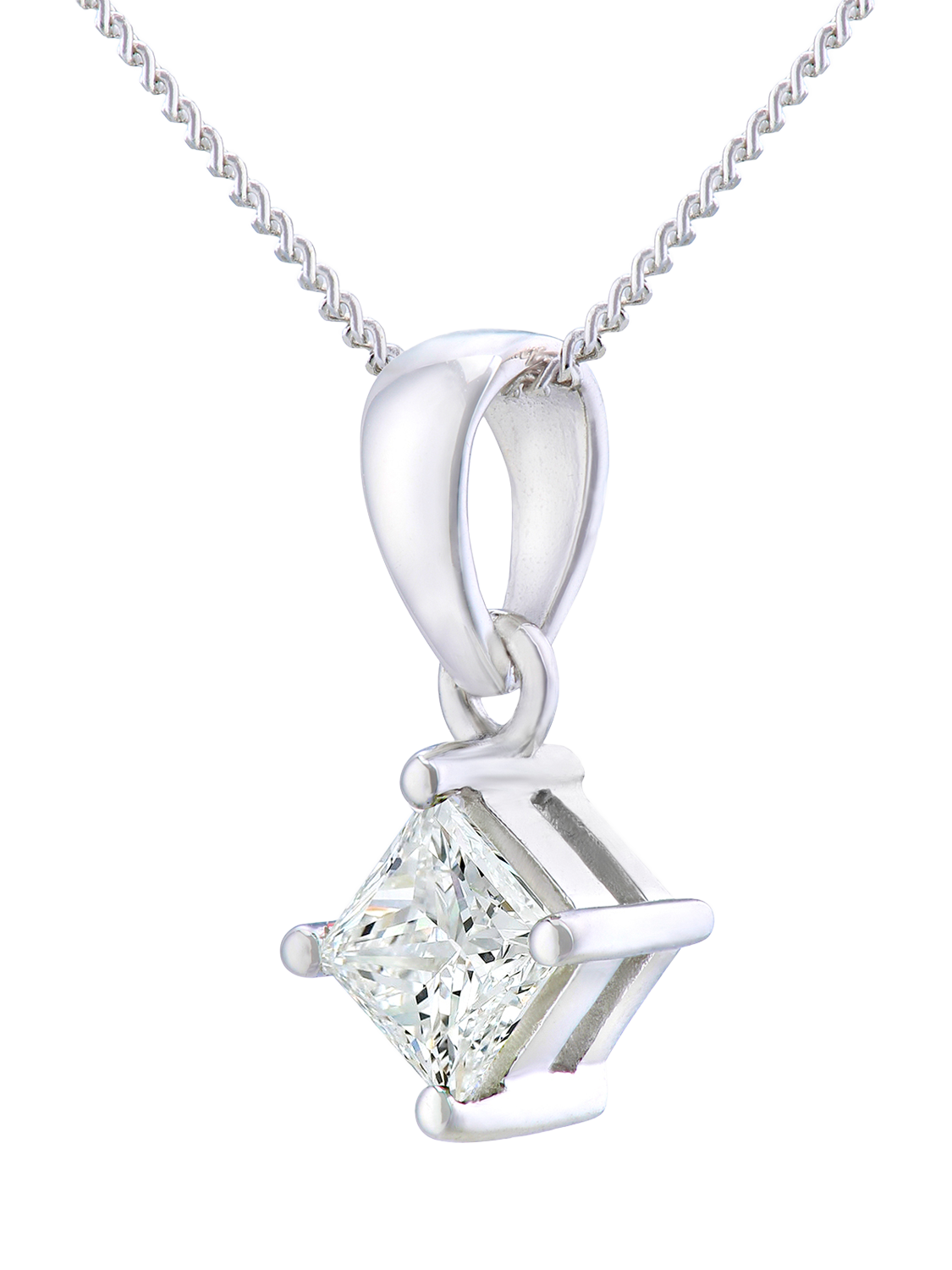 Product image 2 of 4, which shows Mogul 18ct White Gold Princess Solitaire Diamond Pendant