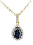 Mogul 18ct Yellow Gold Pear-Shaped Sapphire and Diamond Pendant Necklace