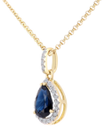 Mogul 18ct Yellow Gold Pear-Shaped Sapphire and Diamond Pendant Necklace