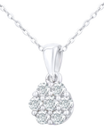 Mogul 9ct Yellow Gold Diamond Cluster Pendant Necklace