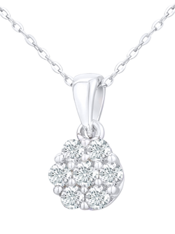Mogul 9ct Yellow Gold Diamond Cluster Pendant Necklace, White