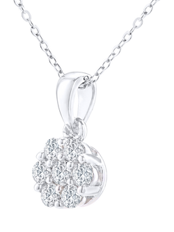 Mogul 9ct Yellow Gold Diamond Cluster Pendant Necklace - view 2, White