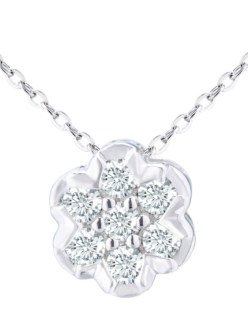 Product image 1 of 4, which shows Mogul 9ct Yellow Gold Diamond Cluster Flower Pendant Necklace