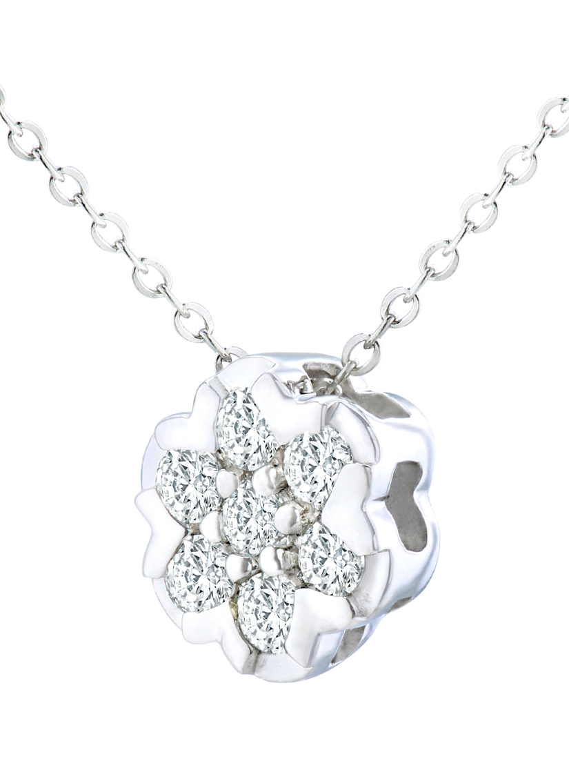 Product image 2 of 4, which shows Mogul 9ct Yellow Gold Diamond Cluster Flower Pendant Necklace