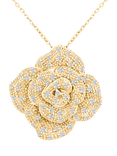 Mogul 9ct Yellow Gold Pavé Diamond Flower Necklace