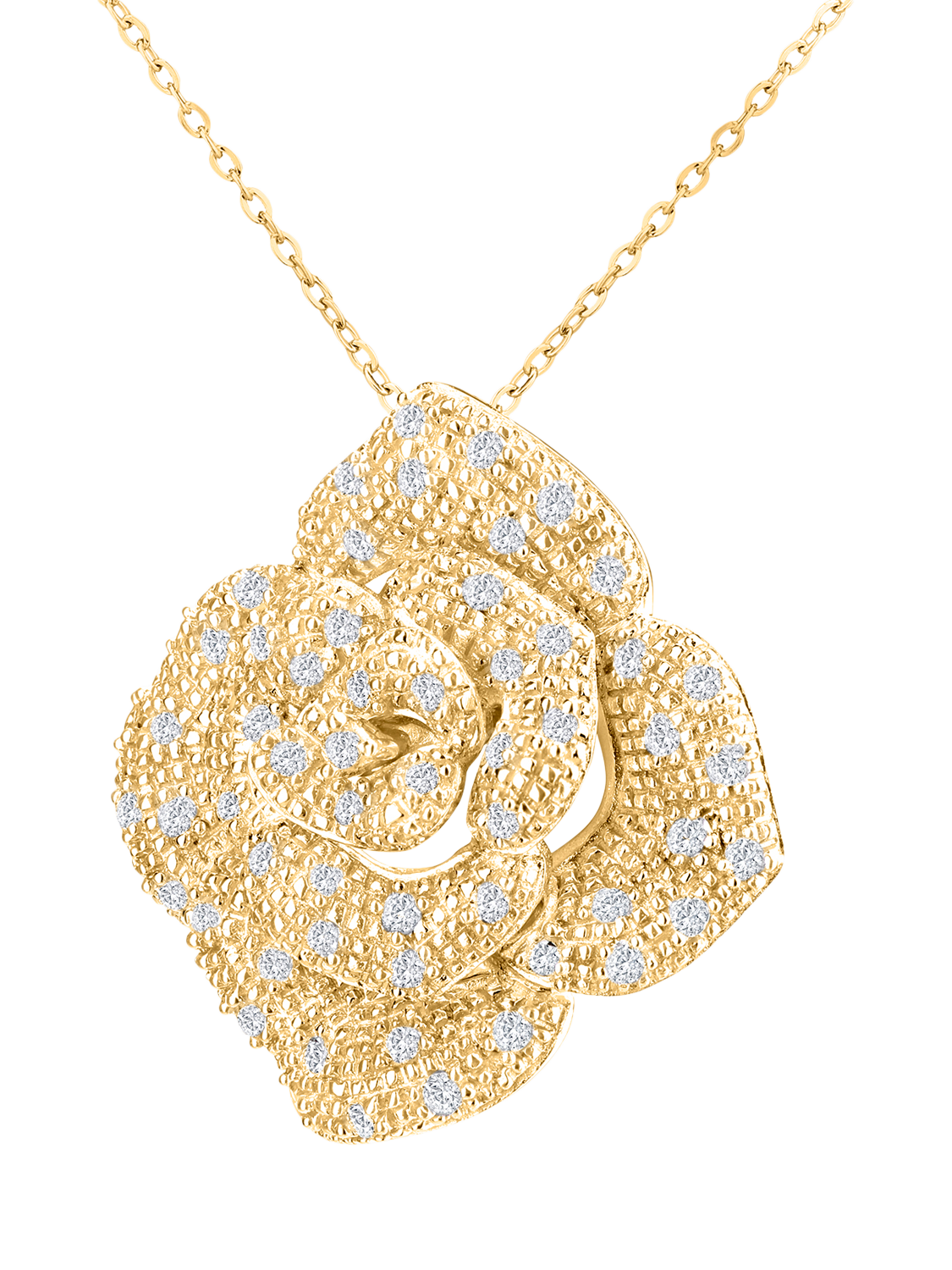 Product image 2 of 3, which shows Mogul 9ct Yellow Gold Pavé Diamond Flower Necklace