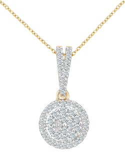 Mogul 9ct Yellow Gold Round Cluster Diamond Halo Pendant, Yellow
