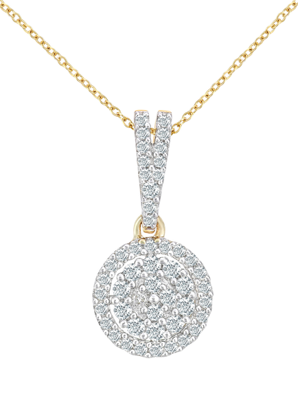 Mogul 9ct Yellow Gold Round Cluster Diamond Halo Pendant, Yellow